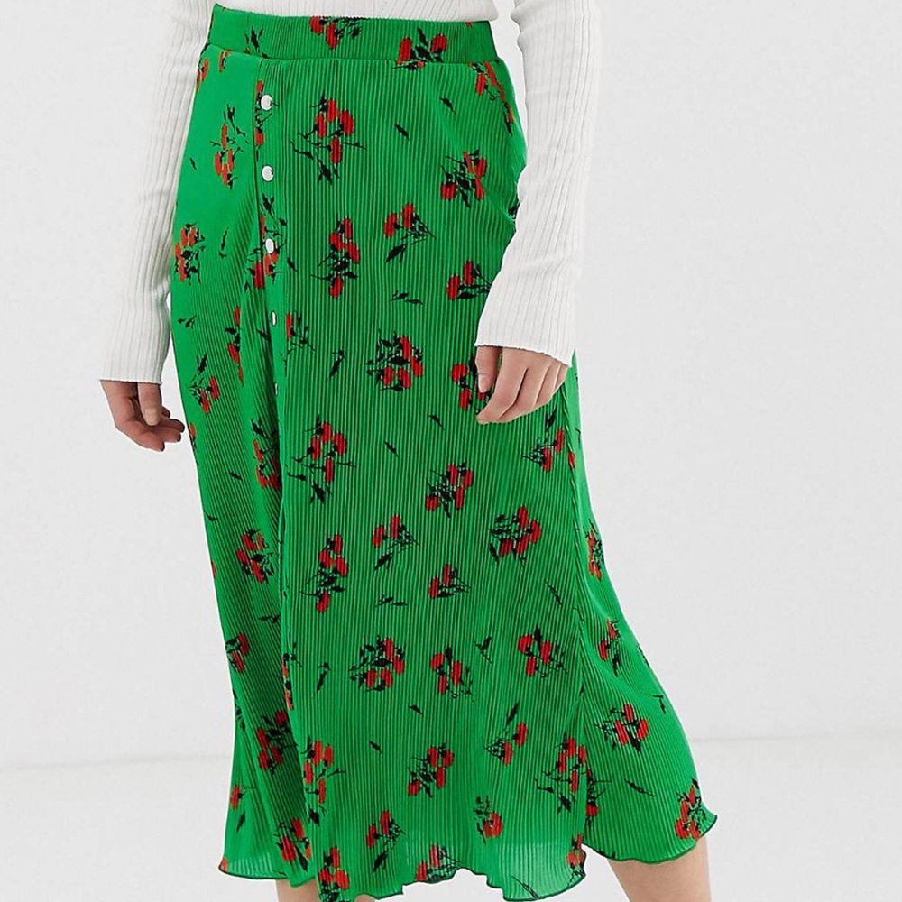 ASOS floral pleated midi skirt